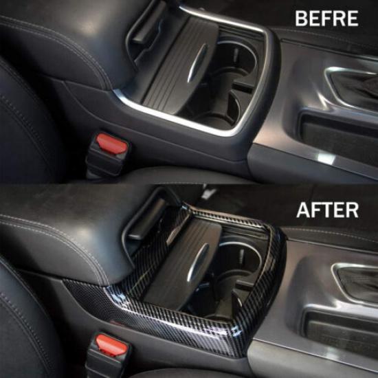 Carbon Fiber Inner Central Control Water Cup Holder Cover Trim for Dodge Charger
