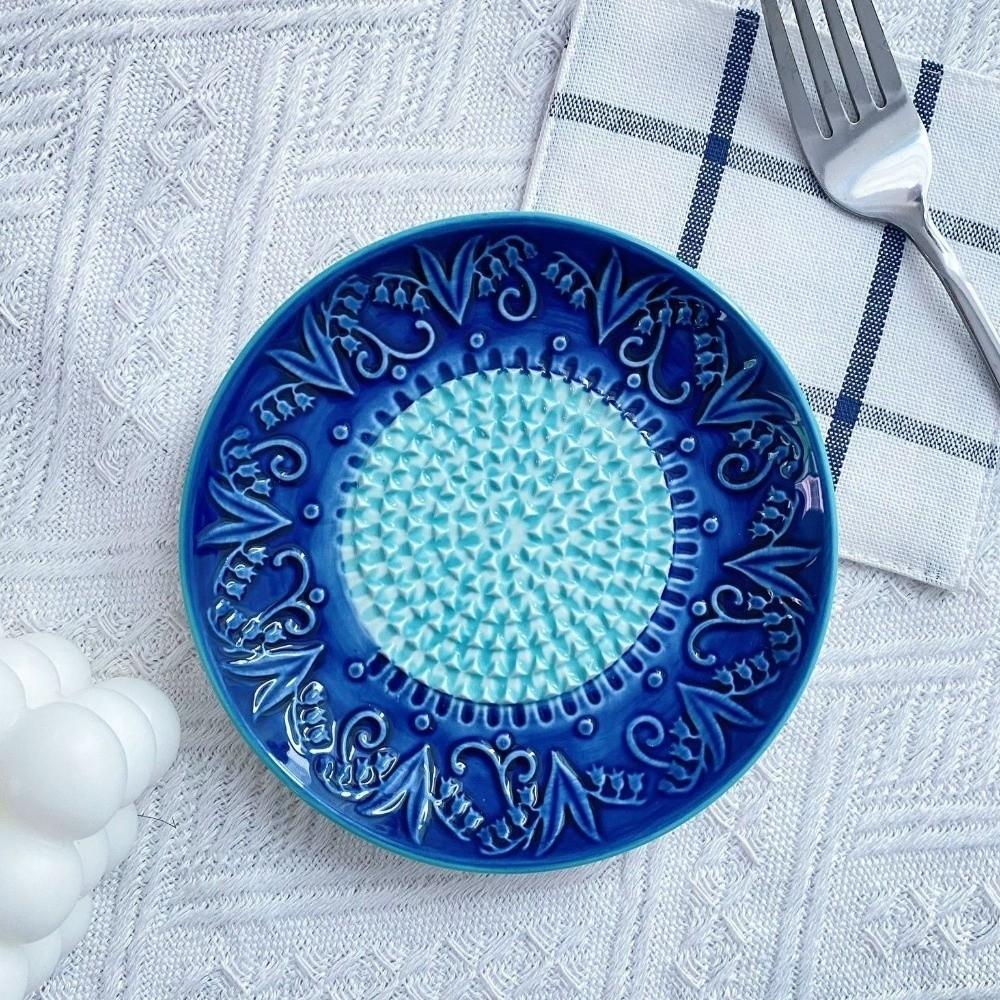 Raised Teeth Ceramic Grater Plate Colorful Embossed Manual Garlic Masher Household Use