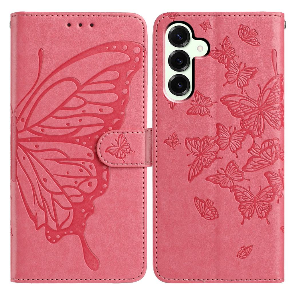 For Samsung Galaxy M36 5G Case Butterfly Imprinted Wallet Stand PU Leather Flip Phone Cover with Strap