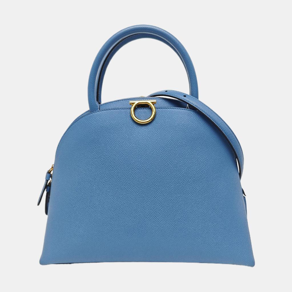 [Pre-Owned] Casual Solid Color Zipper Closure Leather Tote Bag - Excellent #1UBWIBH