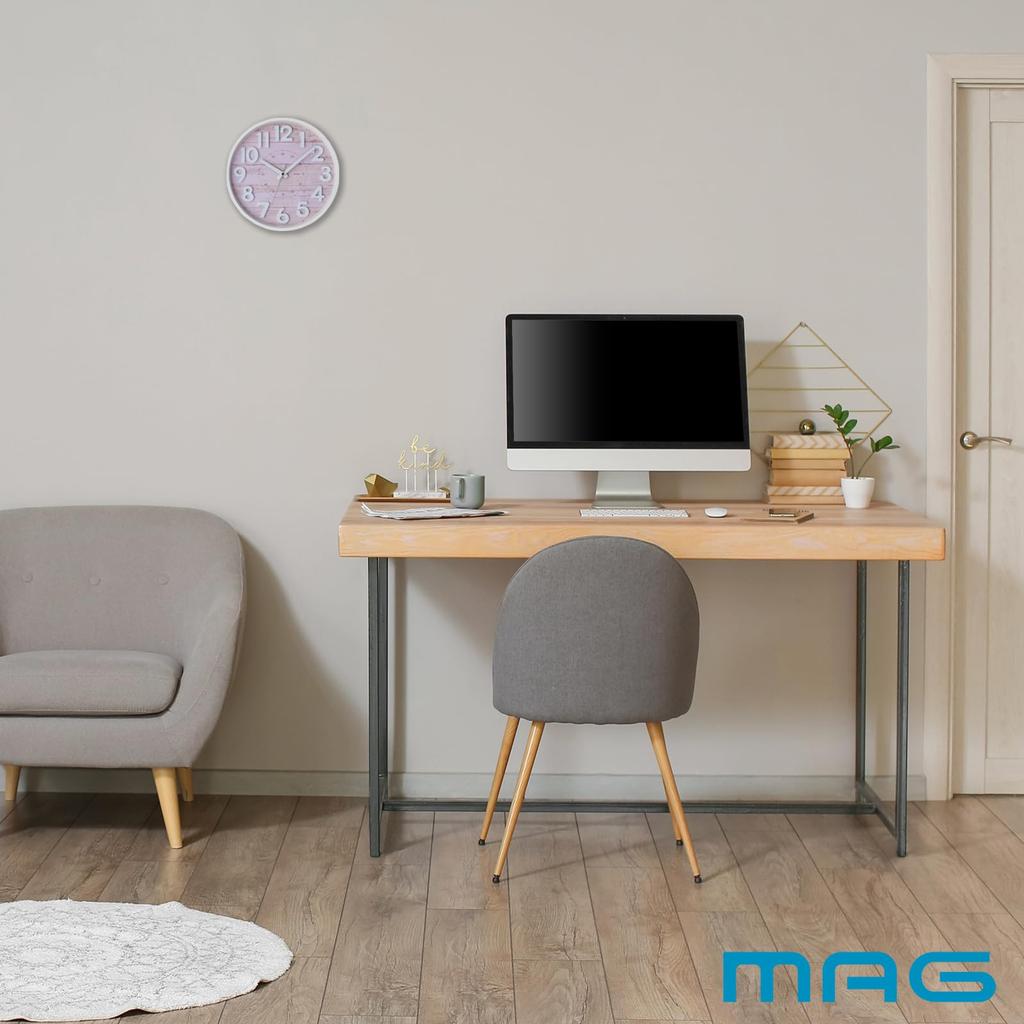 MAG Wall Continuous Second 3D Clock, 30.0cm Diameter, Analog, Crepe, Quiet, Hand, Letters, Pink, W-760PK-Z