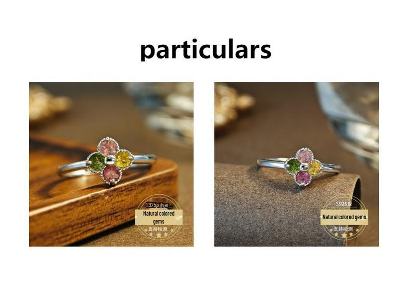 Prsten s kamenem turmalín ve tvaru čtyřlístku v bonbónové barvě ze stříbra 925 - Oblíbený z TikTok Live