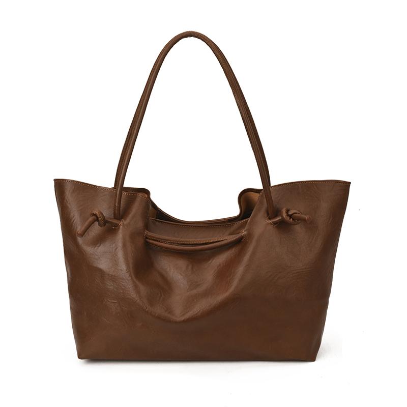 2026 Fashion New Solid Color Popular PU Large Capacity Tote Bag High Quality Simple and Versatile Women's Shoulder Bag