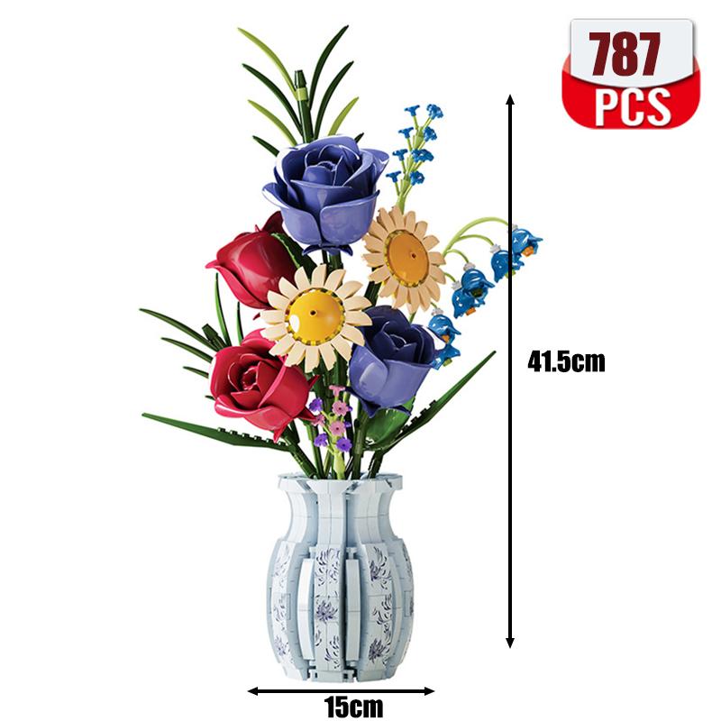 Kreative Rose Orchidee Ewige Blume Topf Pflanzung Bausteine Sonnenblume Lotus Romantische Blumen Steine Spielzeug Valentinstag Geschenk