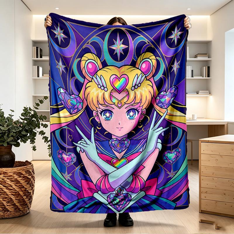 Sailor Moon Print Blanket - Soft & Comfortable, for Bedroom, Travel, Sofa, Home Decoration - Birthday Christmas Gift for Friend
