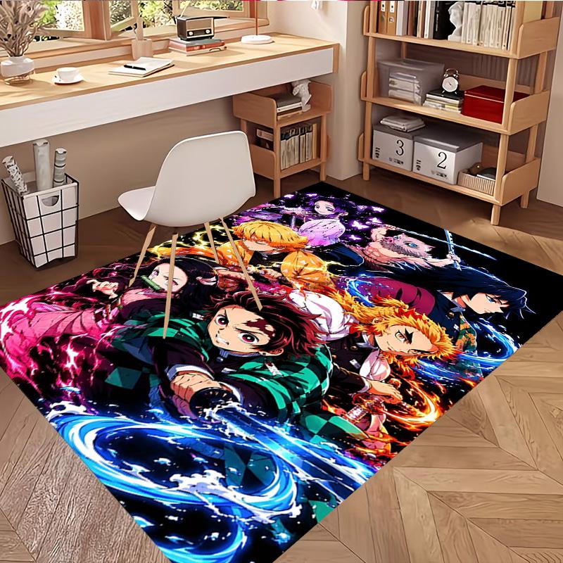 Demon Slayer Print Rug, Washable Floor Carpet, For Entryway Dorm Laundry Room Office Study, Home Decor Birthday Christmas Gift