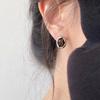 Caramel mousse silver needle autumn and winter Maillard tiger's eye stone stud earrings new year earrings
