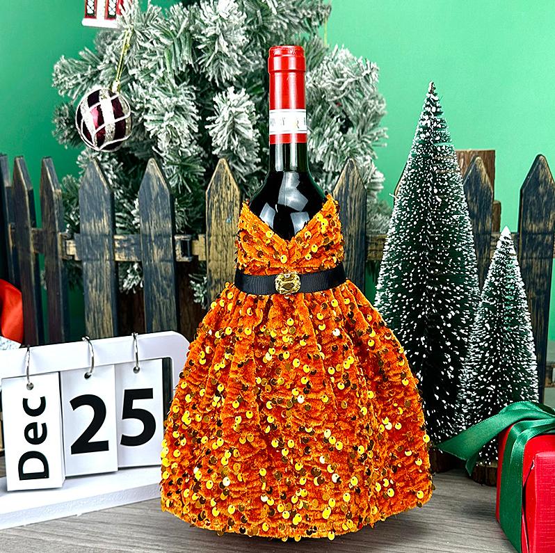 Copribottiglia di Vino di Natale Paillettes Maniche per Bottiglia di Champagne Vestito per Bottiglia di Vino per Natale Matrimoni Feste di Compleanno Forniture