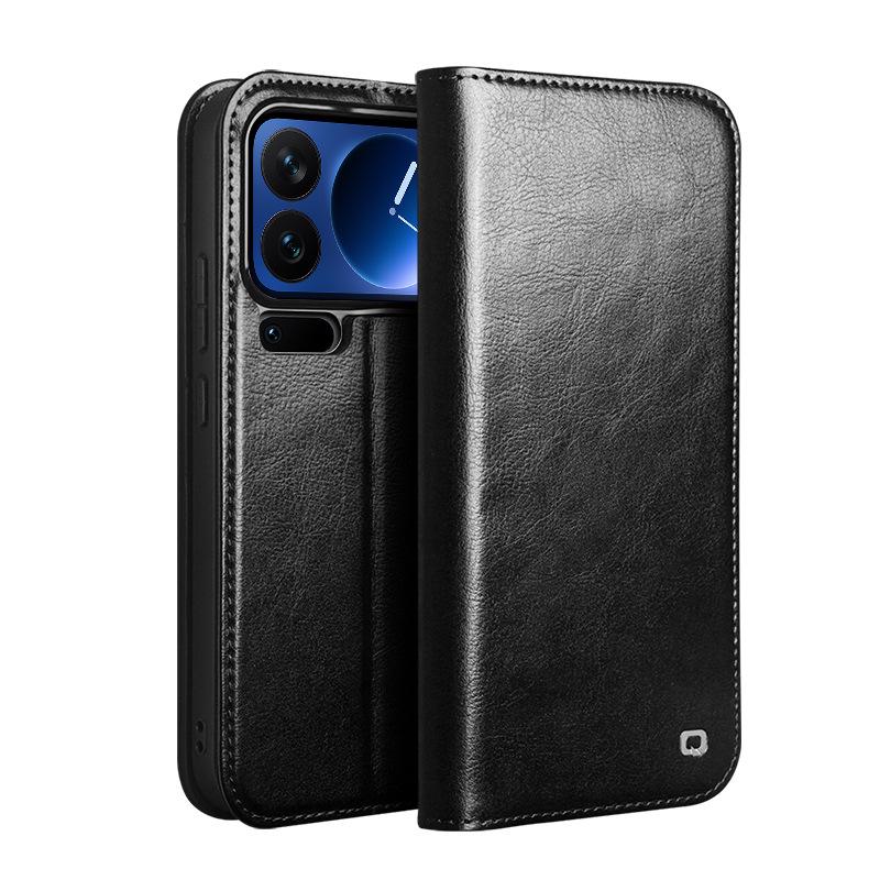 Chali Genuine Leather Xiaomi 17 Pro Max Flip Phone Case with Stand & Lens Protection