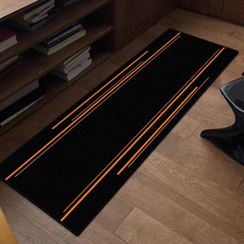 Race Track Print Runner Rug Anti-slip Garage Floor Mat Black Orange Sport Style Long Carpet for Motorcycle Lovers Home Decor