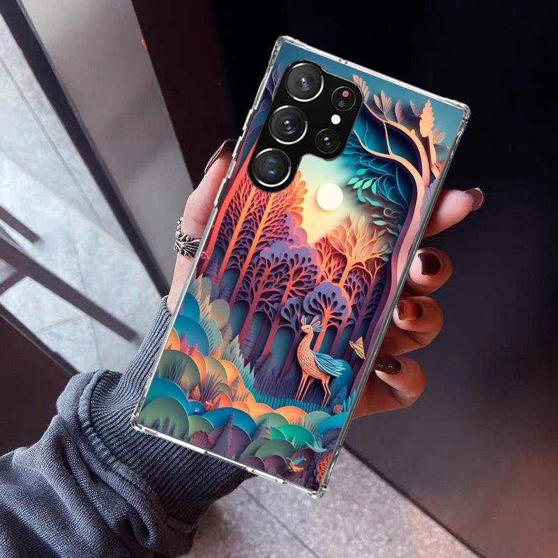 Natural Trees in Mountain Ranges Phone Case For Samsung Galaxy S26 S25 Edge S24 S23 Ultra S22 Plus S21 S20 FE Soft TPU Back Cove