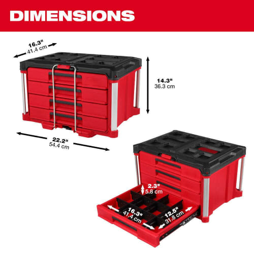 Fits SAclI Milwaukee 48-22-8444 PACKOUT 4-Drawer Toolbox