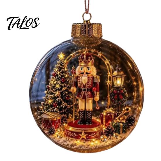 Ornamenti Decorativi per Caminetti Ornamenti di Natale Illuminati con Luci LED Calde, Cappello Metallico Retrò Decorazioni per Albero Luci Palla Trasparente Festività