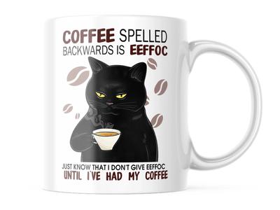 FUNNY COFFEE CAT MUG EEFFOC IS COFFEE SPELLED BACKWARDS 11 OZ CUTE CUP Unisex T-Shirt