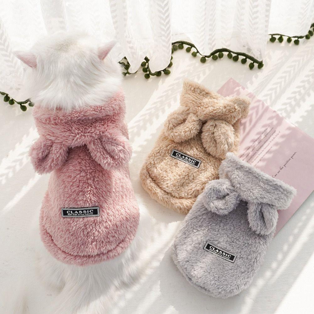 Plush Pet Puppy Cat Clothes Rabbit Ears Coat Fashion Sweaters