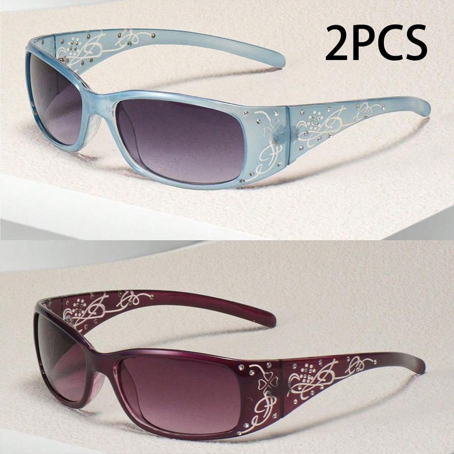 Pattern Decoration Diamond-Encrusted Square Frame Sunglasses Retro Style Daily Classic Fashion Ladies Vacation Travel Glasses