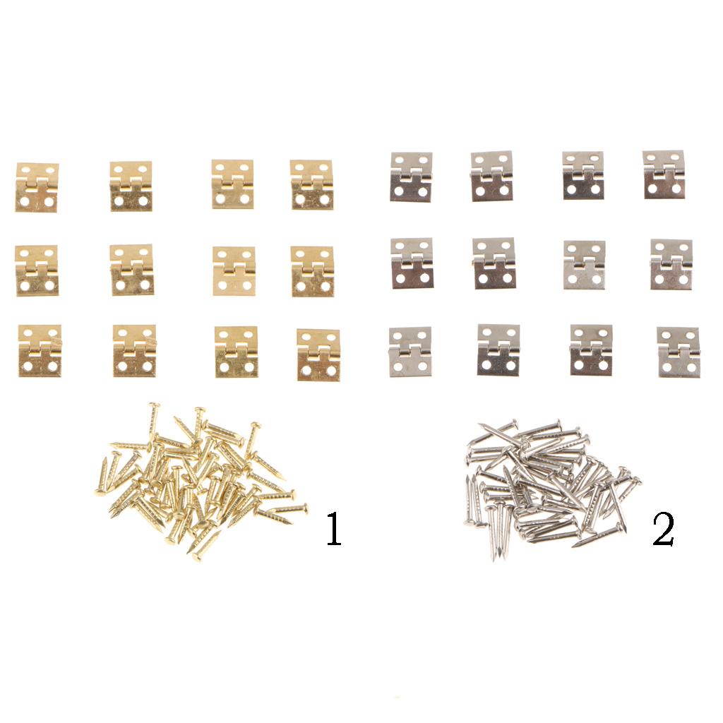 12x Mini Metal Hinge Jewelry Cigar Box Dollhouse Hinges with Screws, 8x10mm