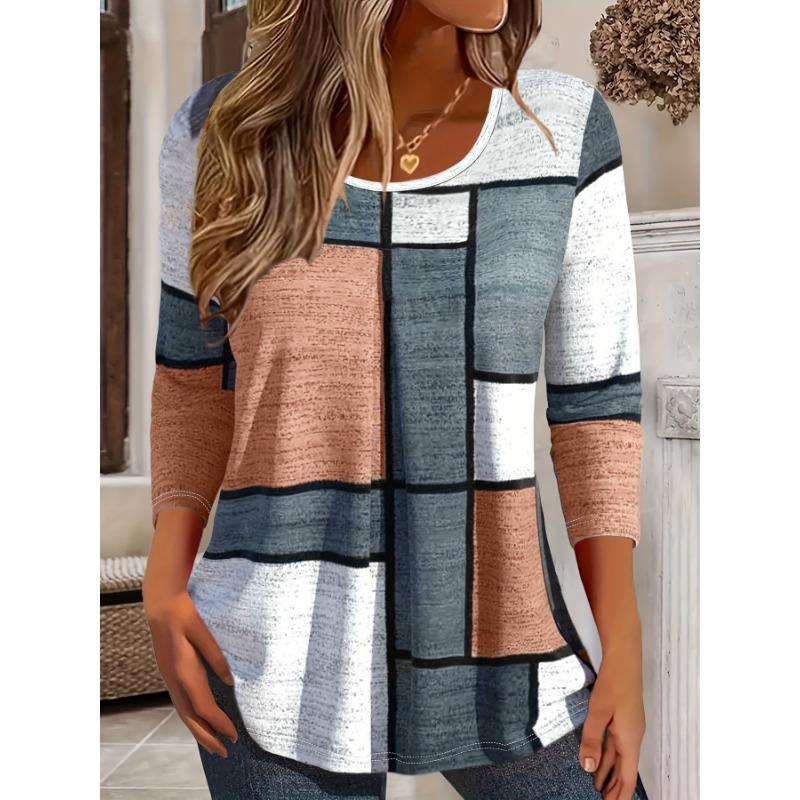 Купить Футболка с принтом в сетку больших размеров - стильный топ с ...