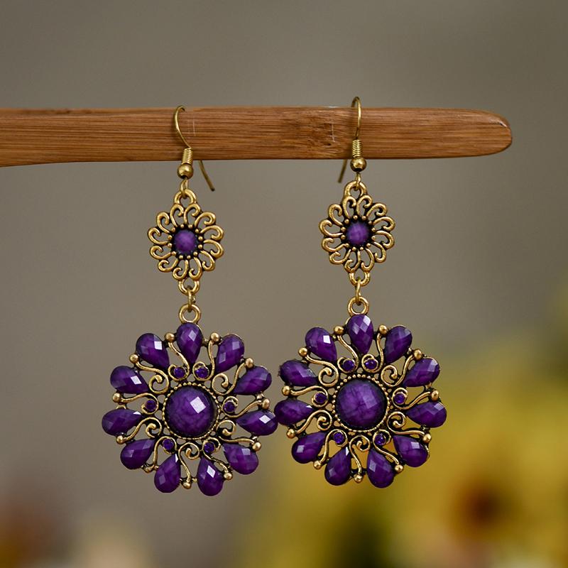 Bohemian Vintage Round Drop Dangle Earrings For Women Jewelry Acrylic Hollow Geometric Boho Wedding Earring Boucle Oreille Femme