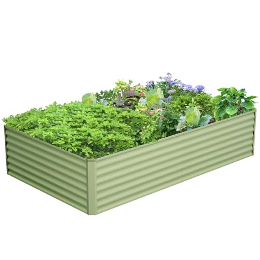 

8x4x2FT Galvanized Raised Garden Bed Outdoor Metal Planter Boxes for Vegetables Green Large Garden Beds with Rust-Resistant Coa United States