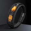 Hand-woven Leather Bracelet Magnetic Buckle Men's Bracelet Bulk Order Braided Leather Bracelet  Men