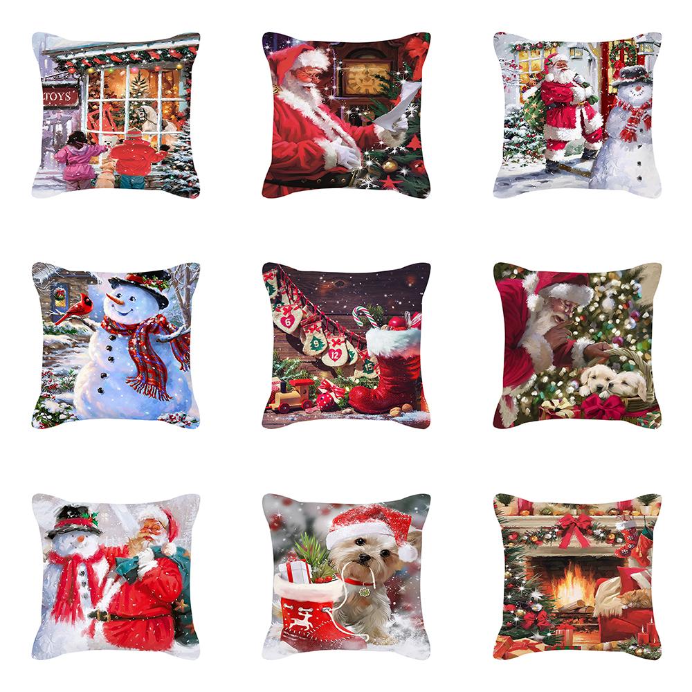 

С Рождеством Санта-Клаус Снеговик Чехлы для подушек с принтом Главная Гостиная Диван Украшение Наволочка 45x45 см