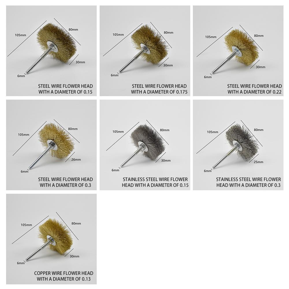 Spindelmontert hjulbørstemontert krympet ståltrådsbørste for rustfjerning