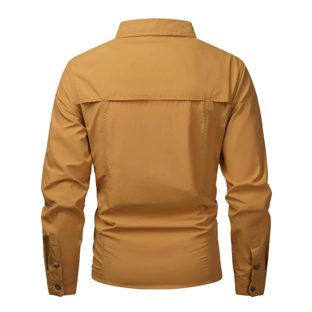 Quick-Dry Casual Long Sleeve Work Shirt - Solid Color, Lightweight Outdoor Top