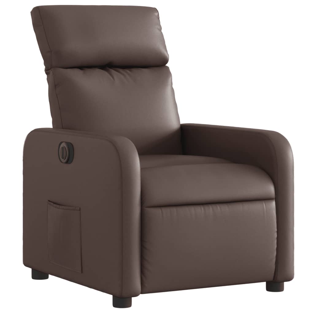 Vidaxl Electric Recliner, Brown, Upholstered with Faux Leather