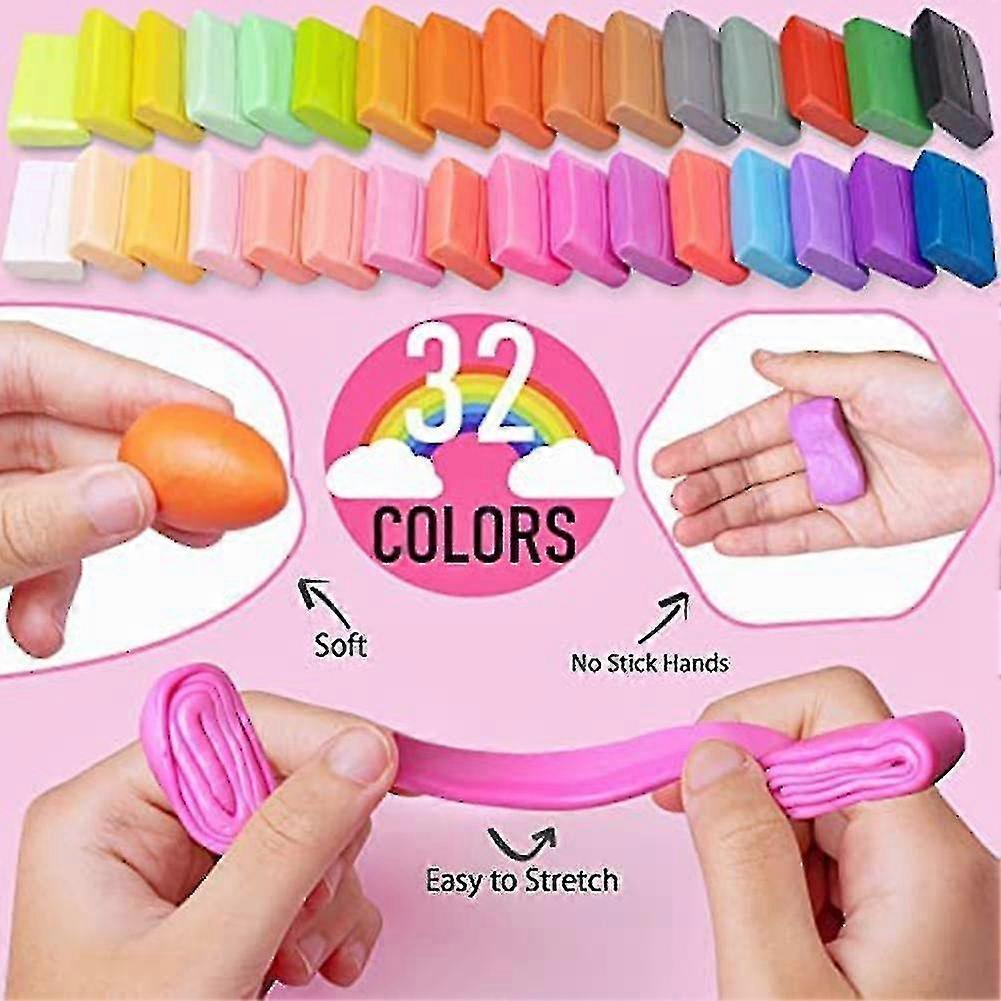 Polymer Clay Earring Making Kit Include 30pcs Polymer Clay Earring Cutters Molds, 32colors Clay, To
