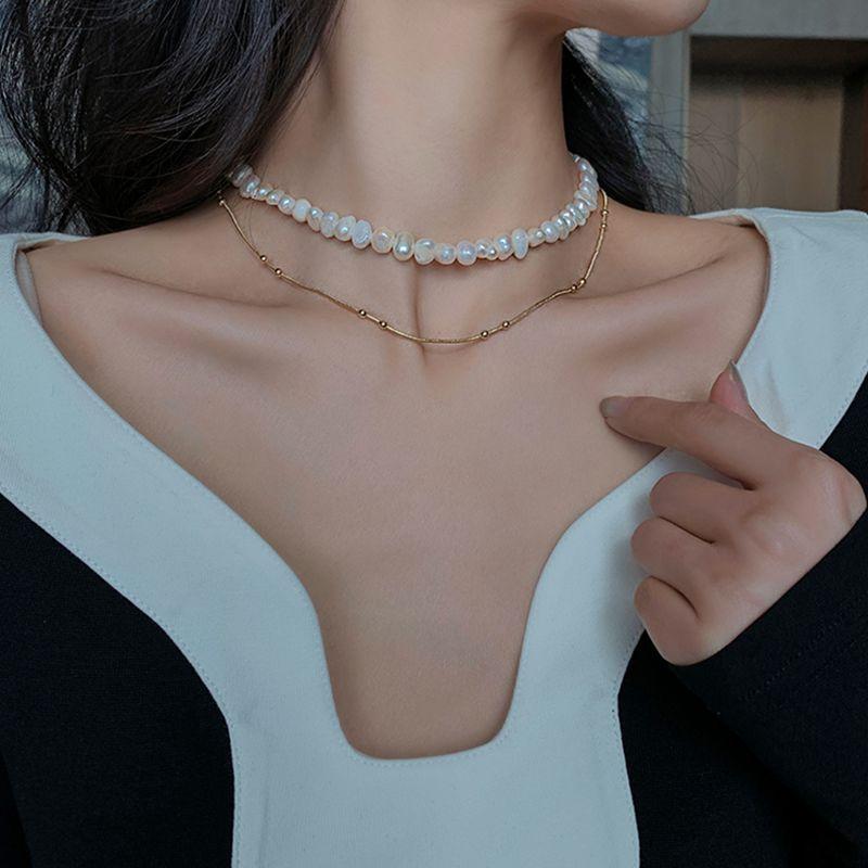 Promotion  100% Natural Baroque Freshwater Pearl 14K Gold Filled Female Chokers Necklace Gifts Snake Chains