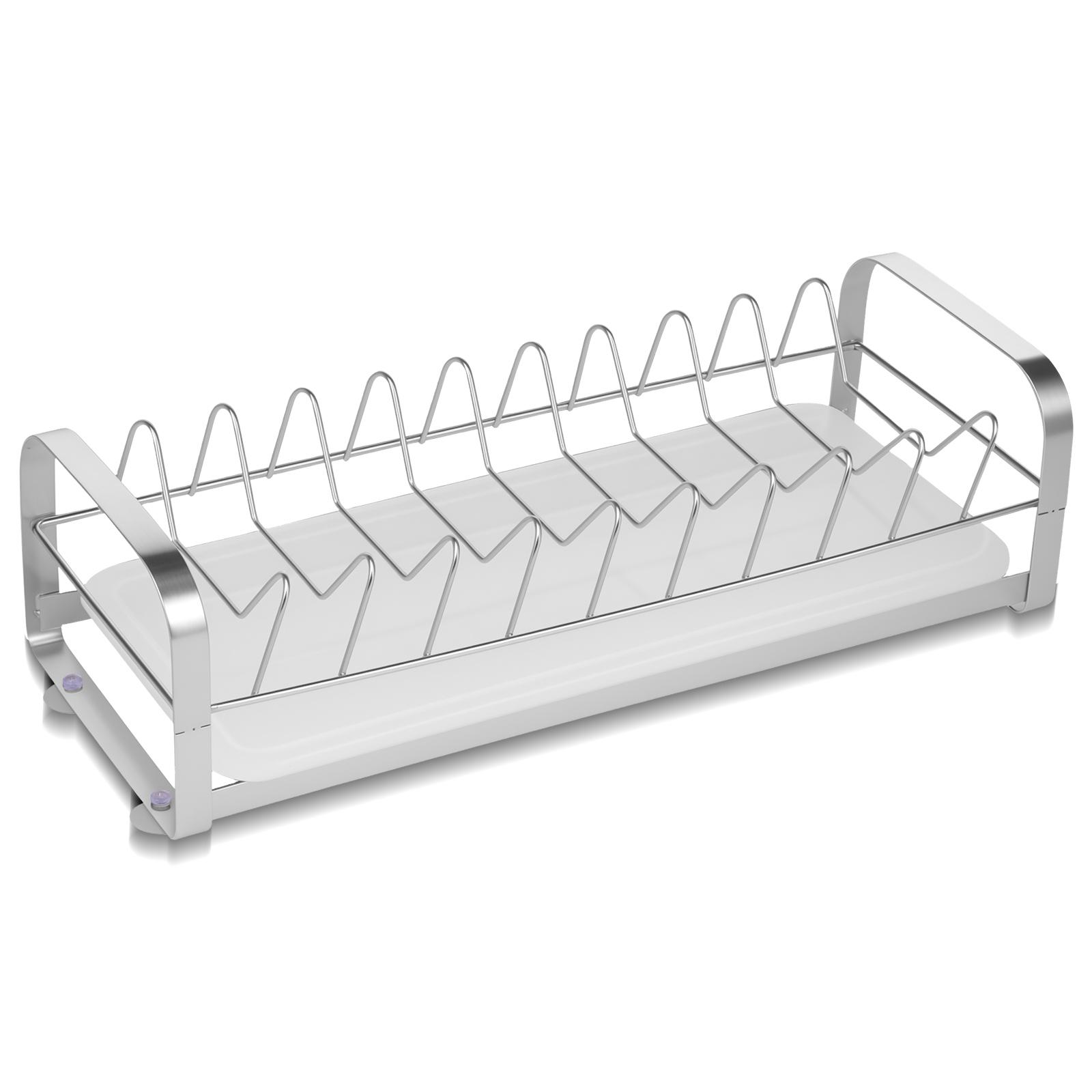 

Сушилка для посуды из нержавеющей стали, держатель для кухонных приборов с поддоном для слива, стойка для хранения мисок, тарелок и кухонной утвари