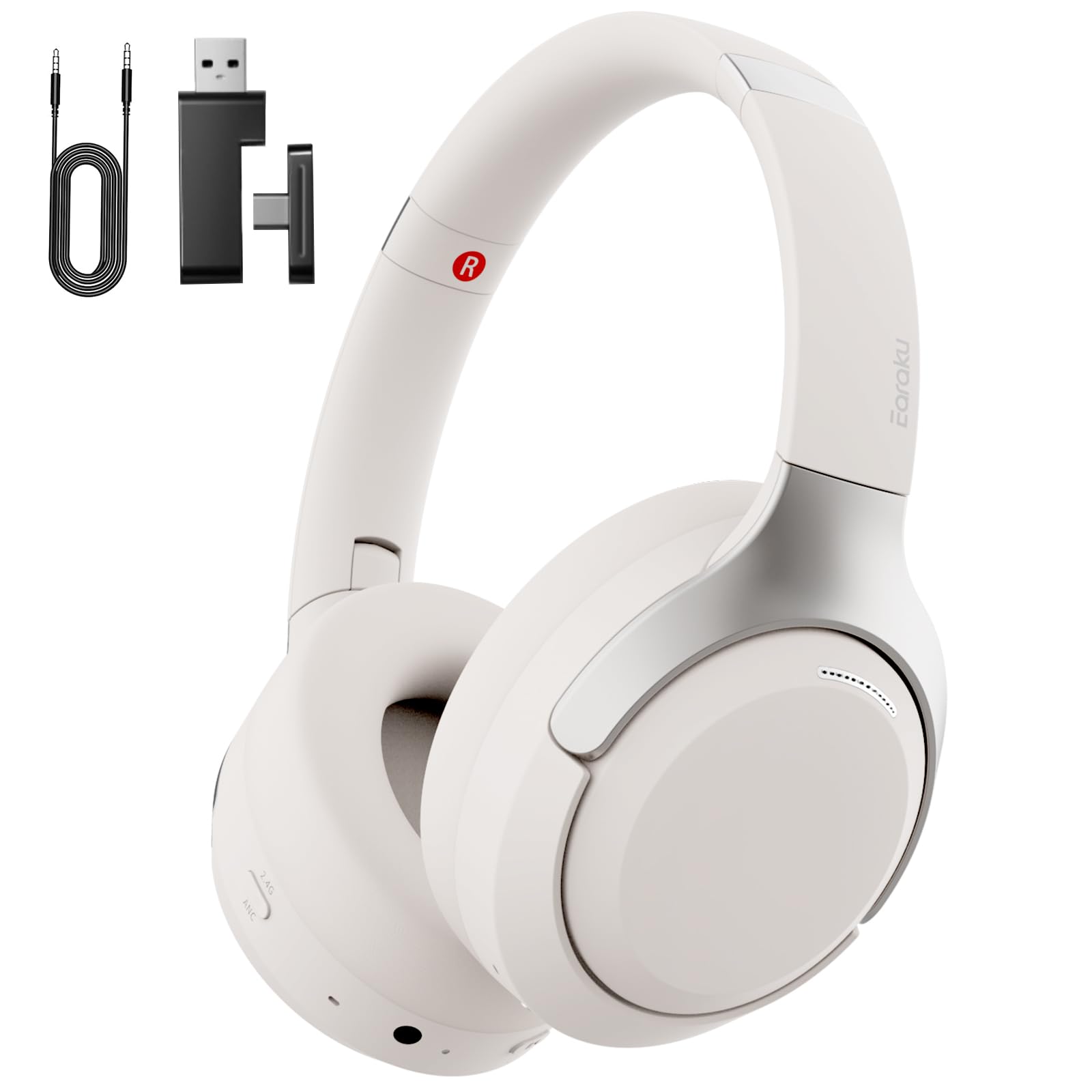 

Earaku Wireless Soundquick Gaming Low Free Режим ANC Bluetooth Проводной и двойной До 60 часов музыки Звук окружающей среды Bluetooth PS5 PS4 Видео Спорт белый