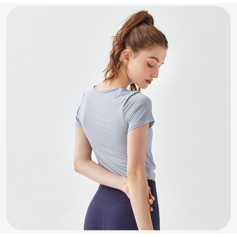 Damen Sommer Einfarbig Crossover Yoga Wear Übung Top