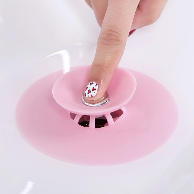 Silicone Sink Cover Push-to-Close for Kitchen and Bathroom