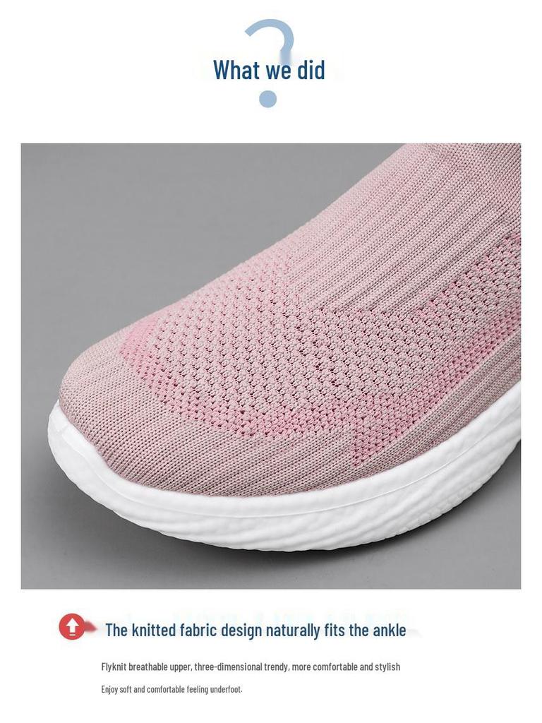 Men's Breathable Slip-On Sock Shoes, Odor-Resistant, Solid Color, Versatile Flyknit Shoes, Casual Couple's Wear