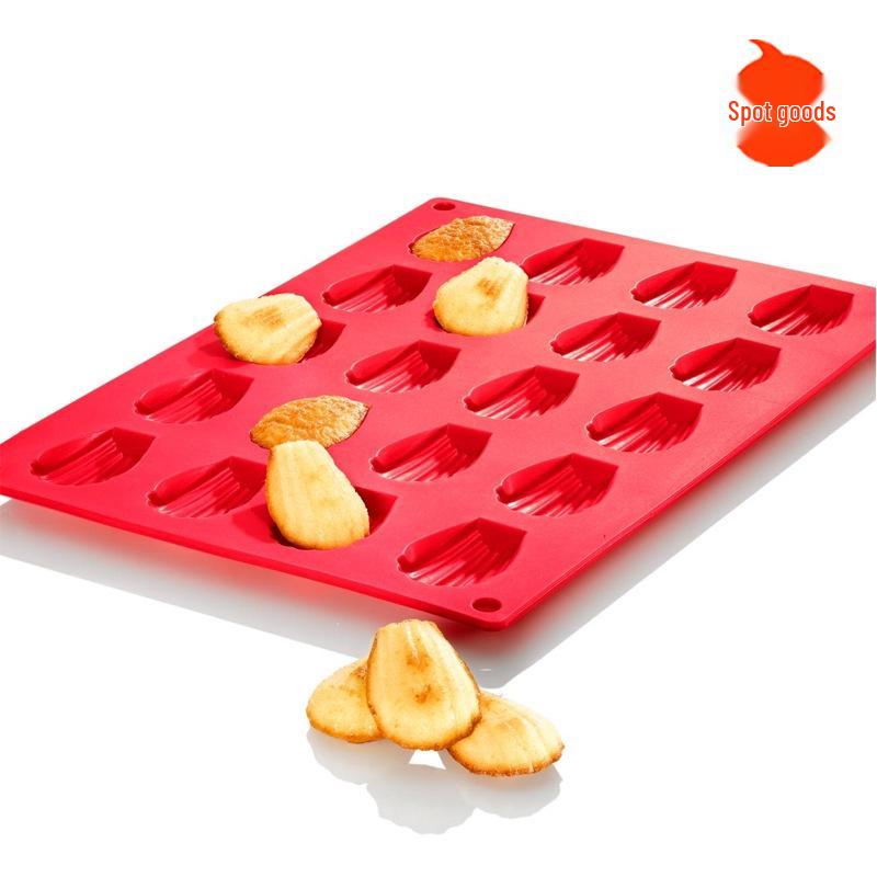 20-Cavity Silicone Madeleine and Senbei Cake Mold - Creative Home Baking Tool красный