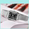 Vintage Square Student Watch With Metal Mesh Band For Women Casual Fashion