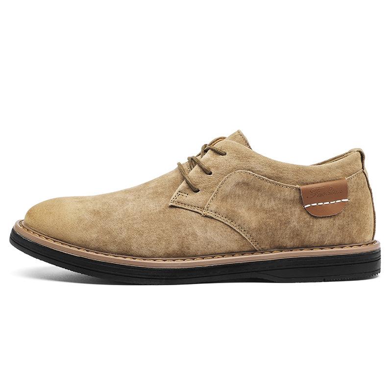 Men Suede Shoes Lace‑Up Retro Stitching Casual Oxford Shoes Classic Business Office Daily Walking Footwear