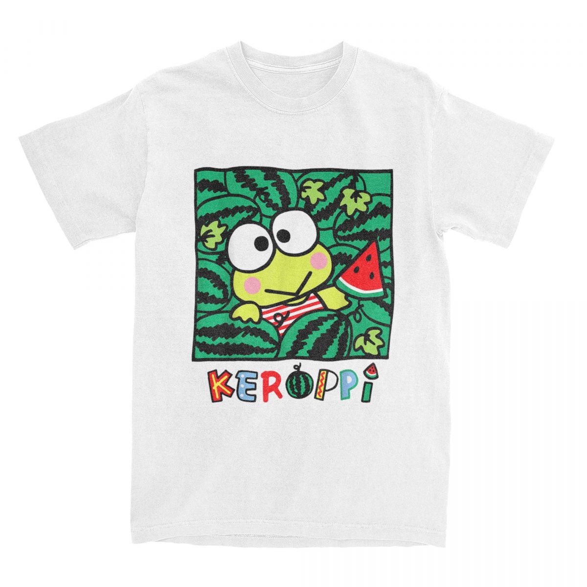 Keroppi Watermelon T Shirt Amusing O-Neck Vintage Streetwear Short Sleeve Casual Cotton Versatile Amusing Stylish Unisex Tops 4XL