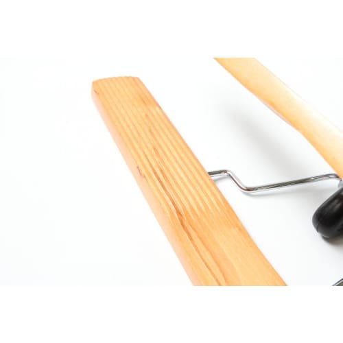 [Simple Design with Gentle Natural Wood] Wooden Slacks Hanger with Natural Wood Grain and Color, One-touch Attachment and Detachment, 24.5cm Wide (2)