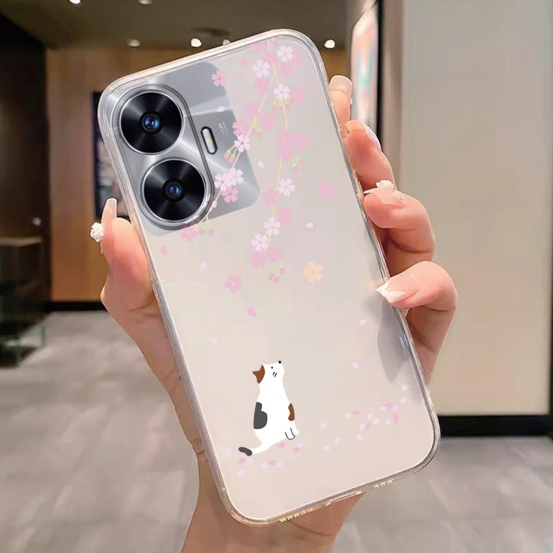 

Transparent Case For Realme C55 4G Back Cover Cartoon Flower Soft TPU Shockproof Funda For Realme C55 C 55 Butterfly Coque Shell Realme C55 4G