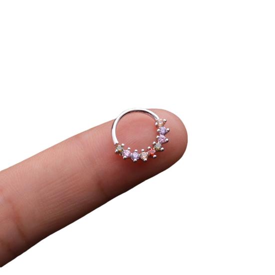 1Pc Women Multicolor Cubic Zirconia Hoop Nose Ring Huggie Earring Helix Jewelry