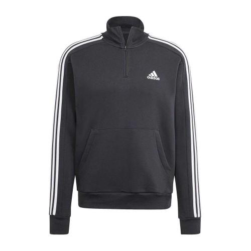 adidas Mens 3 Stripes Quarter Zip Long-Sleeved Sweatshirt