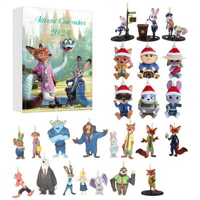 Advent Calendar 24-Day Holiday Countdown with 24 Acrylic Cartoon Animal Ornaments Anime Themed Gifts for Kids Adults Fans