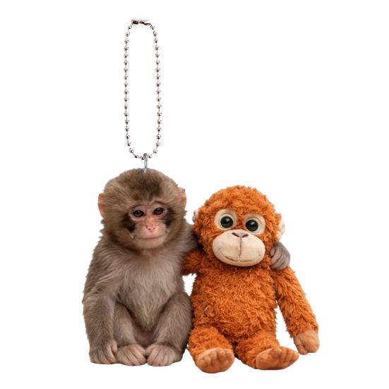 Monkey Keychain 2D Acrylic Cute Monkey Holding Plush Toy Hanging Pendant for Backpack Purse Car Keys Aceessory