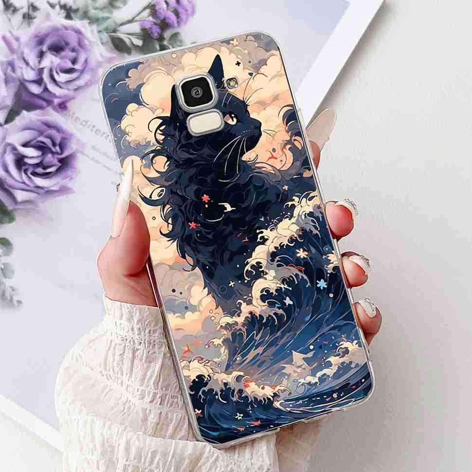 For Samsung Galaxy J6 2018 SM-J600F Case Fashion Girl New Flowers Soft Silicone TPU Cover For Samsung j6 J6 2018 Phone Shell