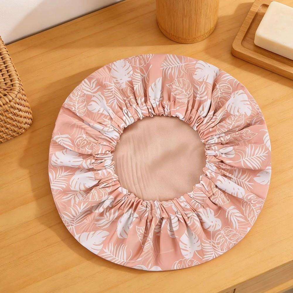Double Layer Shower Cap Satin Lined Shower Bonnet New Bathing Hair Cover Salon Use