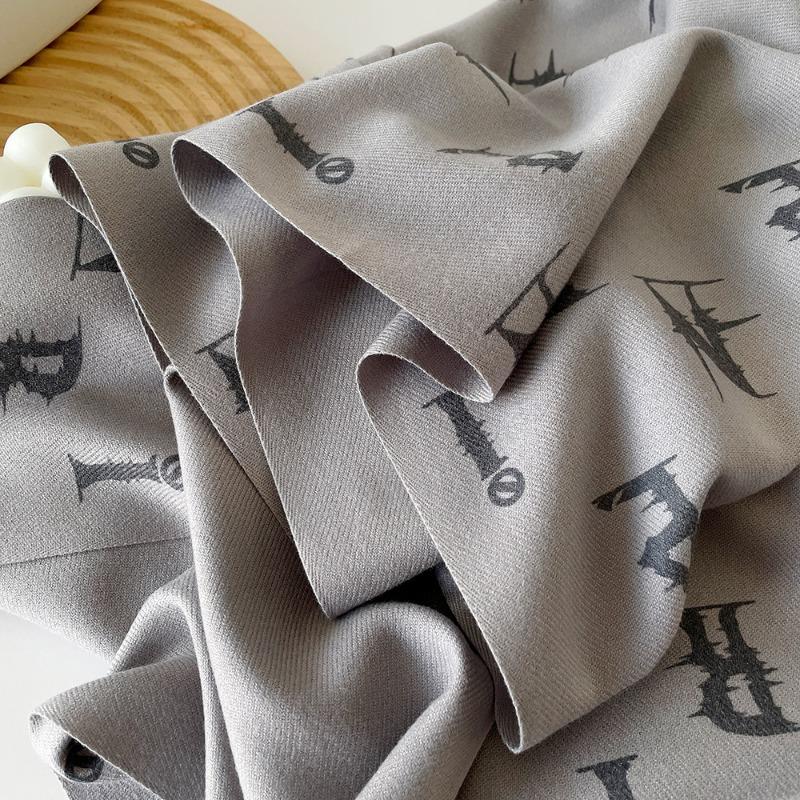 New Digital Printing Imitation Cashmere Scarf Women's Letter Printing Tassel Warm Extended Coffee Shawl