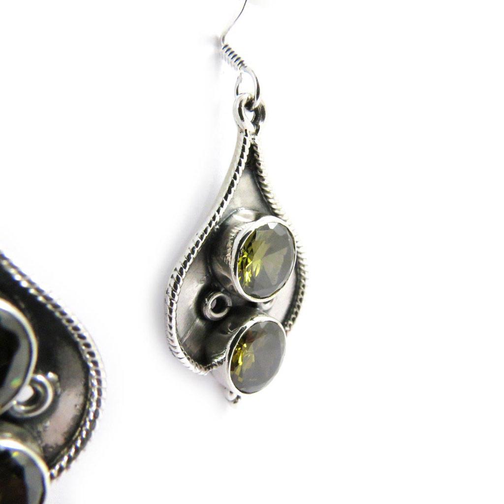 Les Trésors De Lily [J5227] - Silver Earrings 'Heaven' Olivine